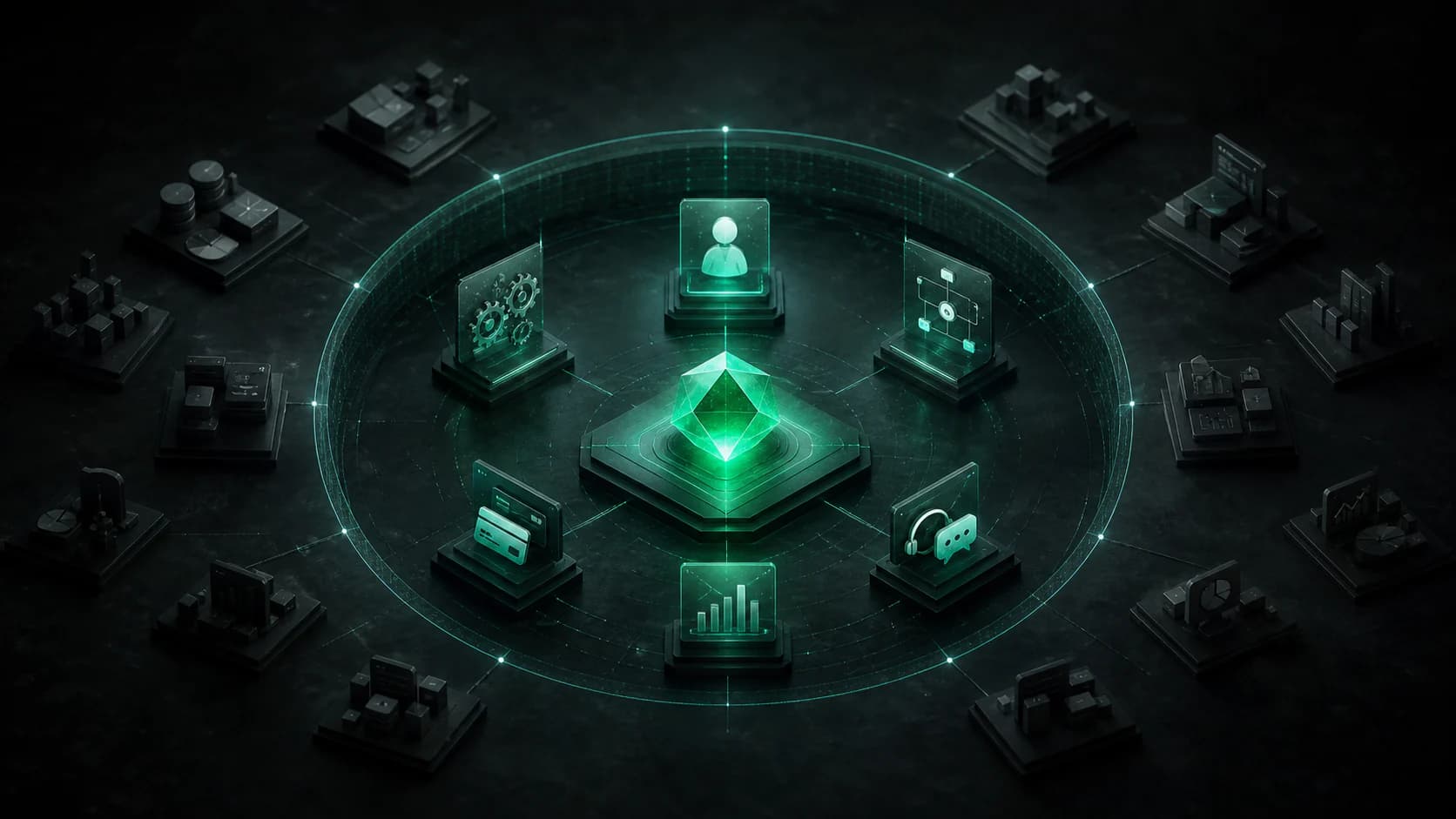 A focused SaaS product core emerging from a wider field of deferred emerald modules