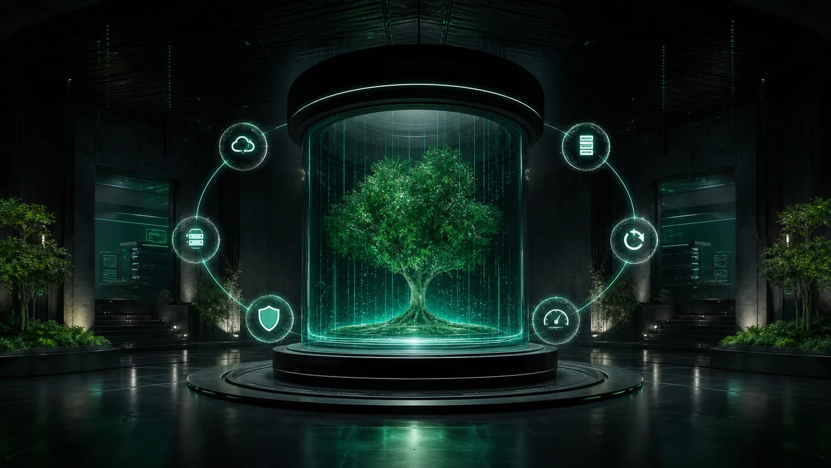 Website health, backup and security systems monitored from an emerald operations room