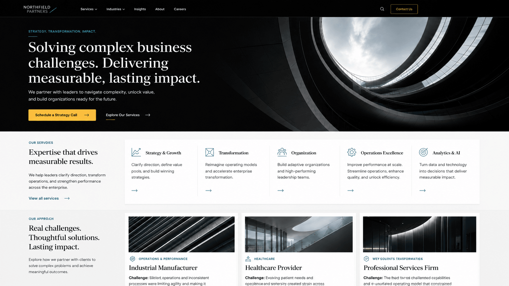 Complete professional website redesign shown across multiple page sections