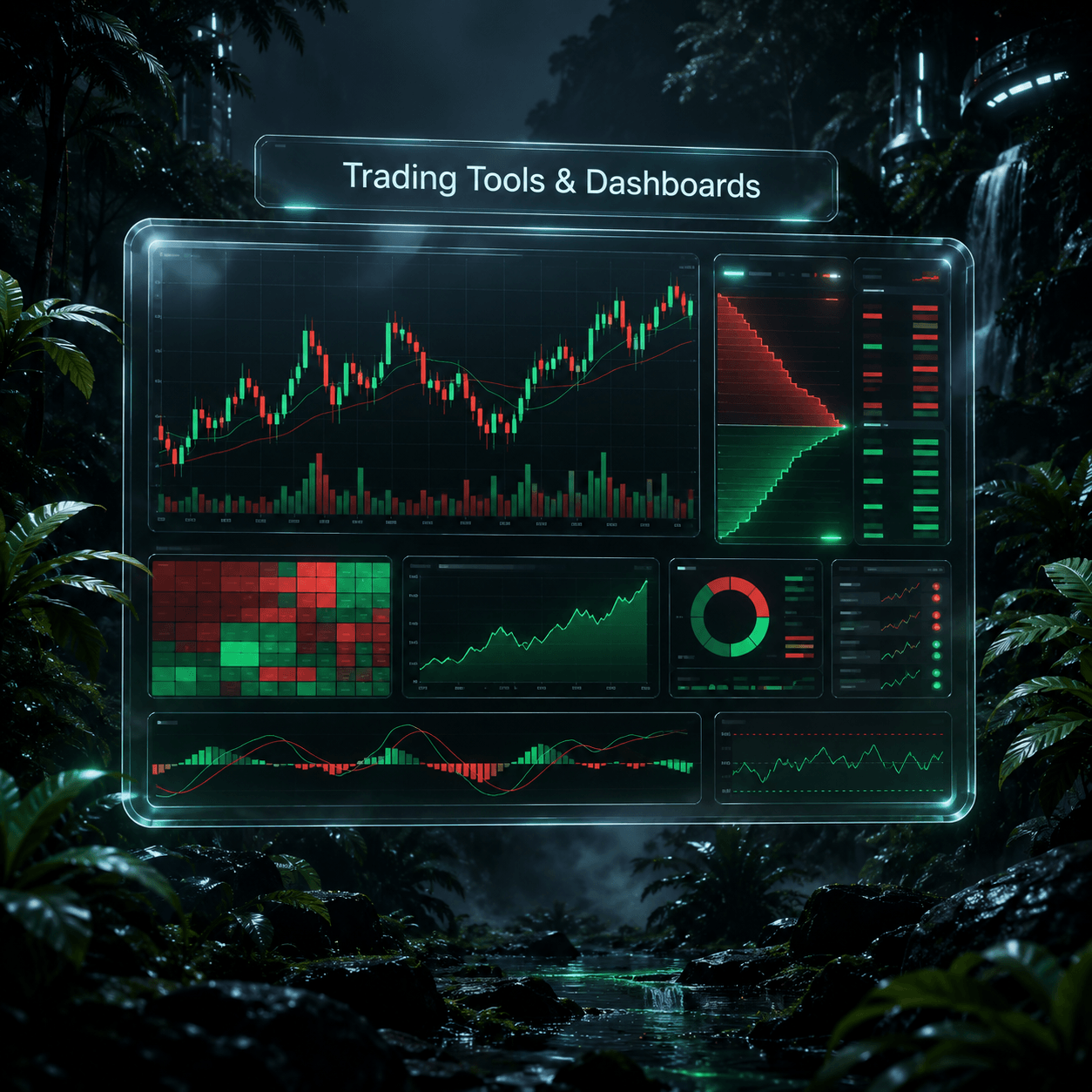 High-end trading dashboard with charts and watchlist