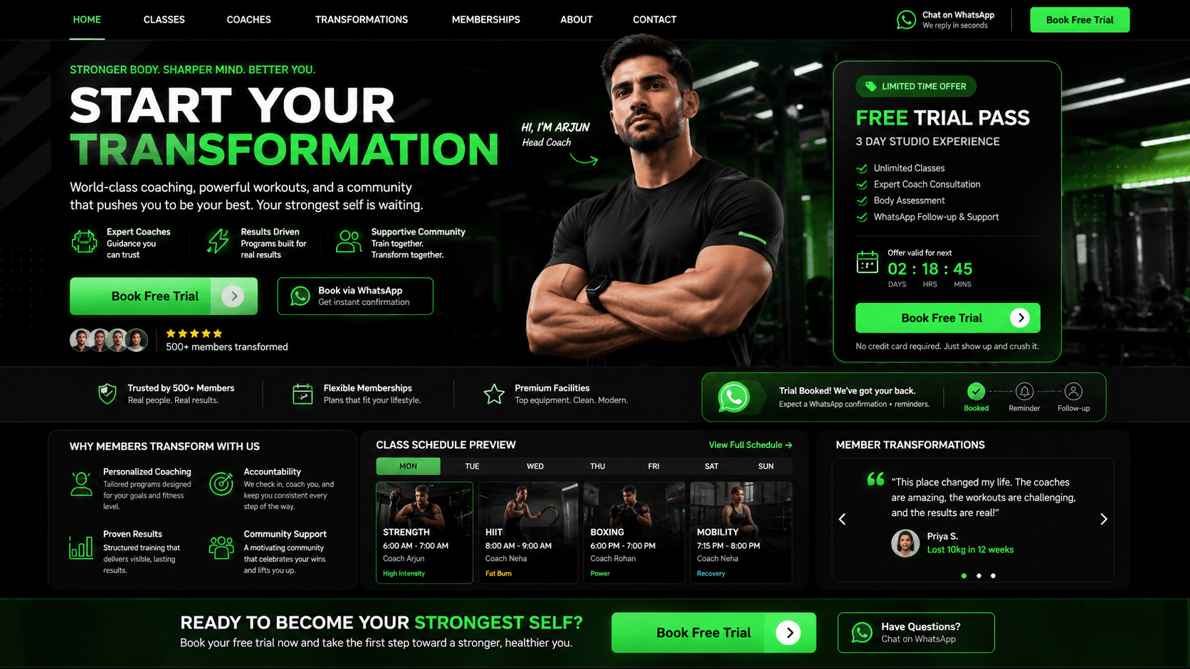 Gym membership funnel hero preview