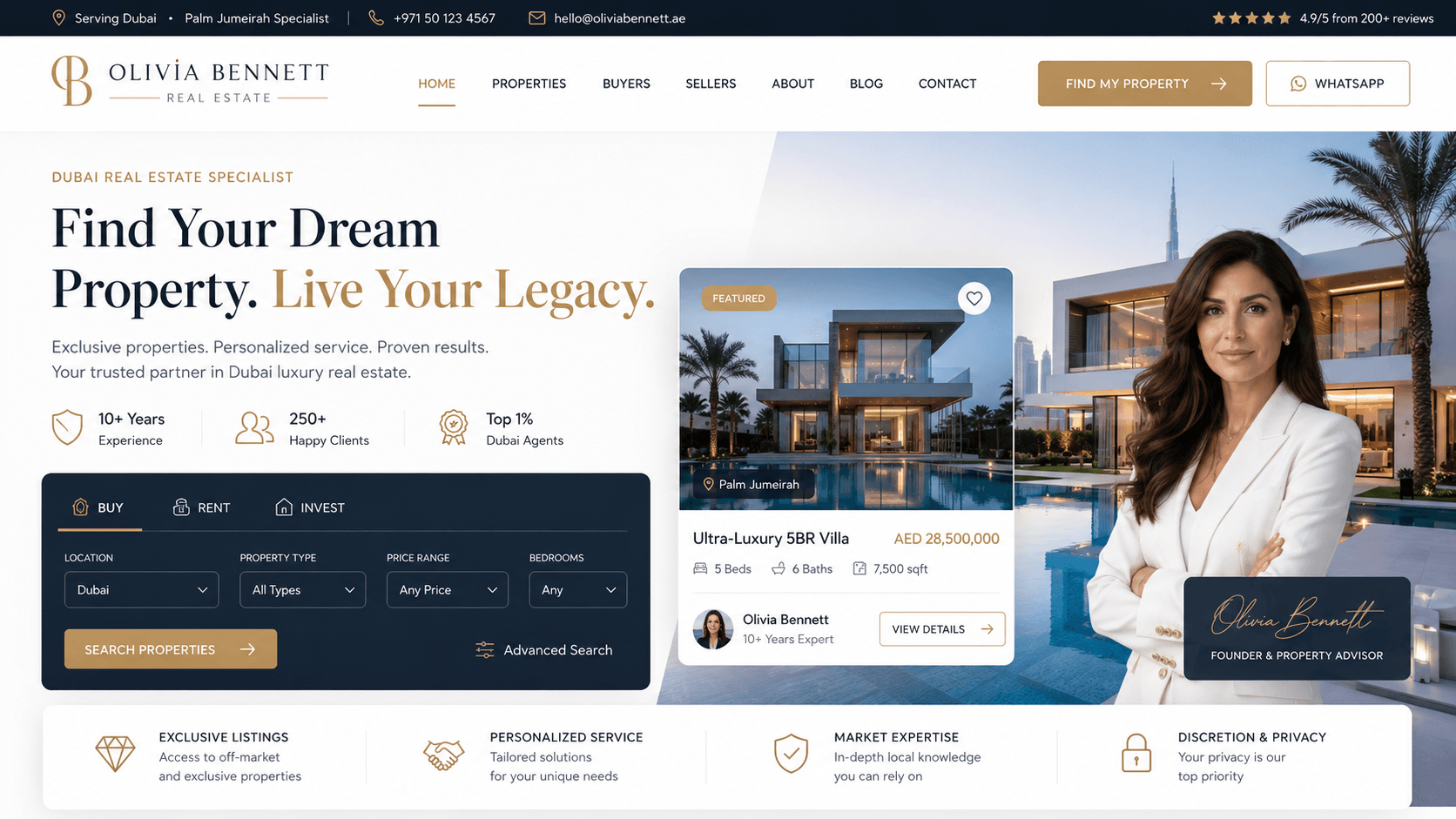 Real estate lead website homepage hero preview